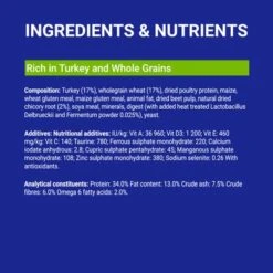Purina ONE Indoor Turkey & Whole Grains Dry Cat Food -Trixie Store 195931 ingredients min 2