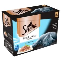 Sheba Pouches Fine Flakes Saver Pack 96 X 85g -Trixie Store 3065890099678 fop uk sheba pouches select slices mixed pack 12 x 85g fish collection in jelly 3
