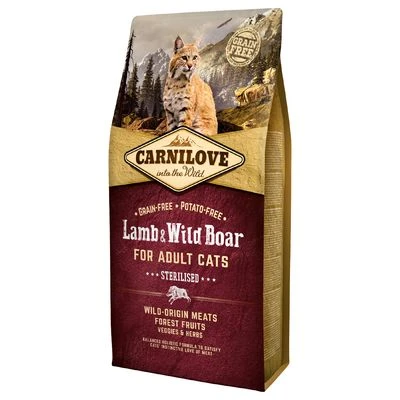 Carnilove Lamb & Wild Boar For Adult Cats Sterilised 3 Carnilove Lamb & Wild Boar For Adult Cats Sterilised