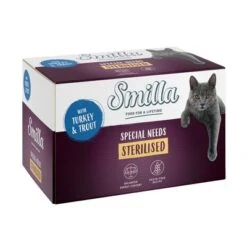 Smilla Adult Sterilised Trays Saver Pack 24 X 100g -Trixie Store smilla specialneeds sterilised turkeytrout 6x100g 1000x1000 8
